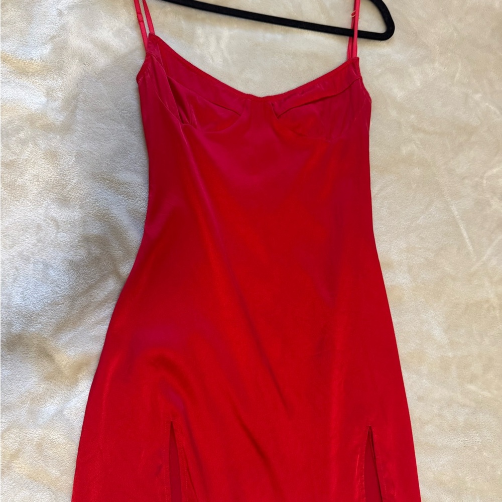 Are you Am I Prissi red silk mini dress size small